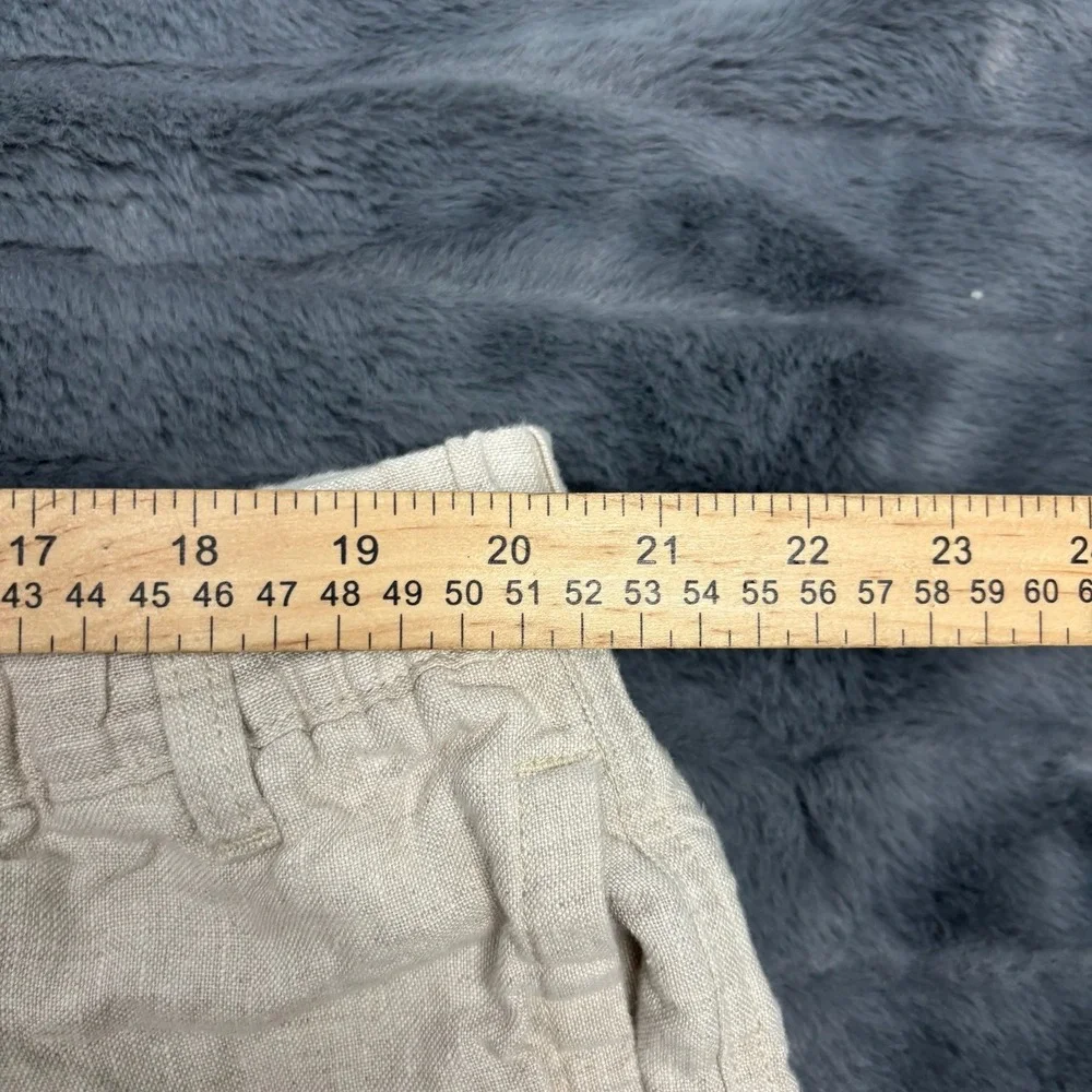 Caribbean Mens 100% Linen Shorts Oatmeal Beige Elastic Waist Size 46 Tropical